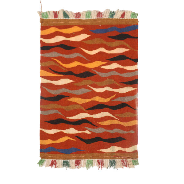 Artisanal persischer Woll Kelim Teppich handgewebt in Isfahan Welle rot