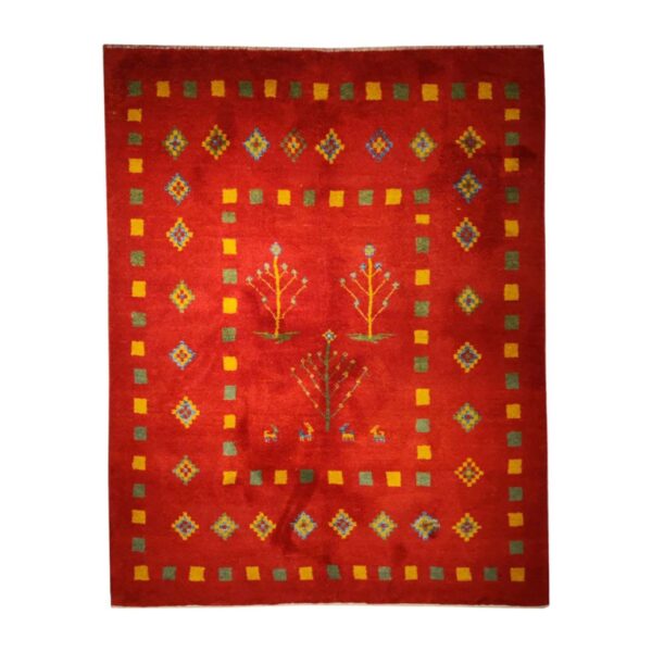 Authentischer echter persischer Gabbeh-Wollteppich handgewebt mit Kamel-Motiv