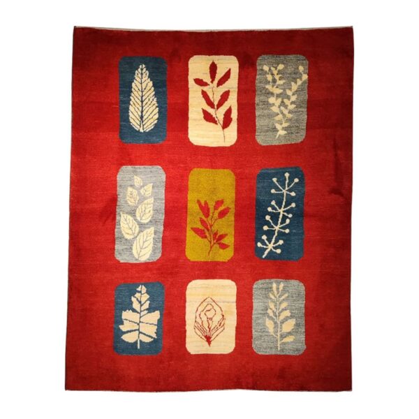 Authentischer persischer Gabbeh-Wollteppich handgewebt in Fars mit Rand blau