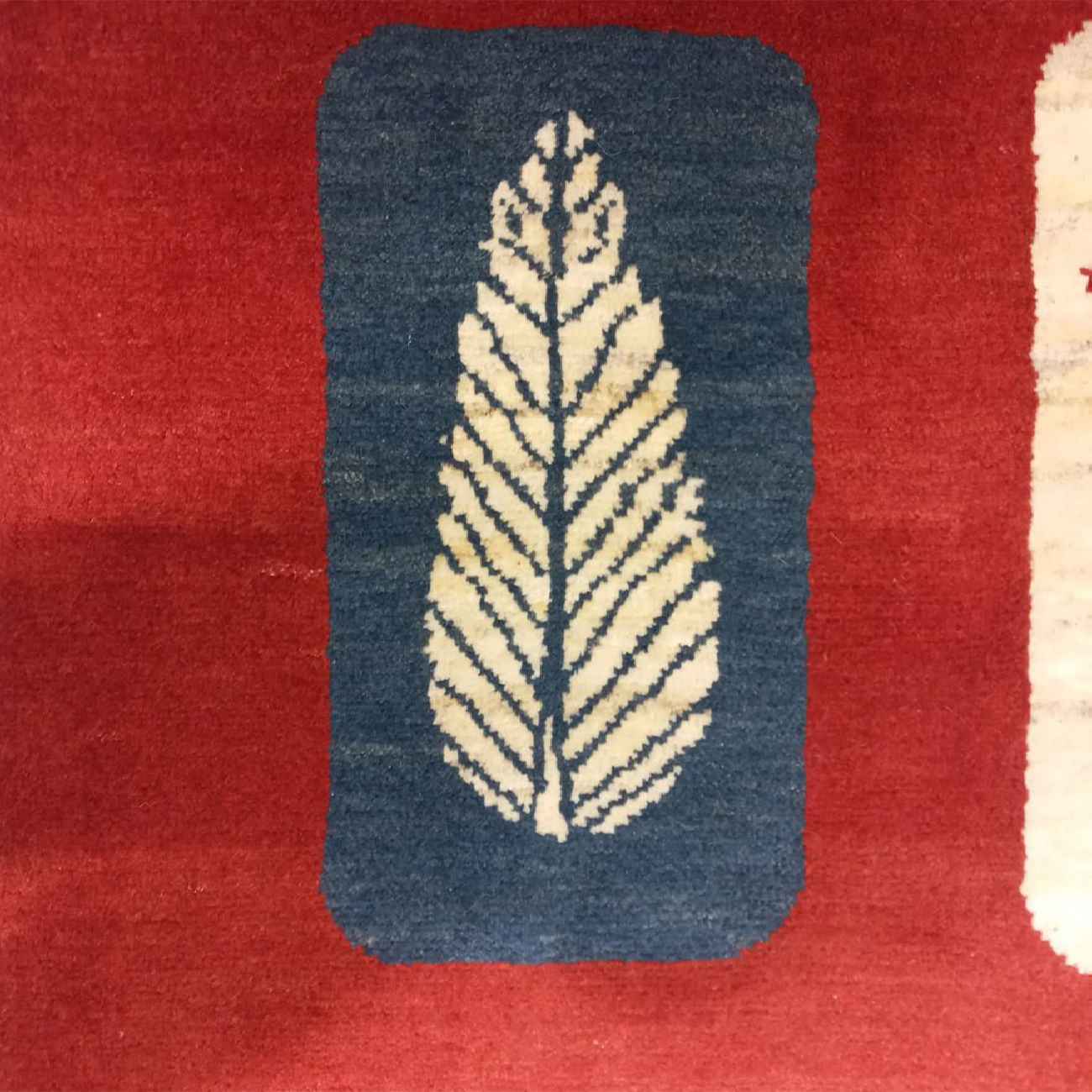 Authentischer persischer Gabbeh-Wollteppich handgewebt in Fars mit Rand blau