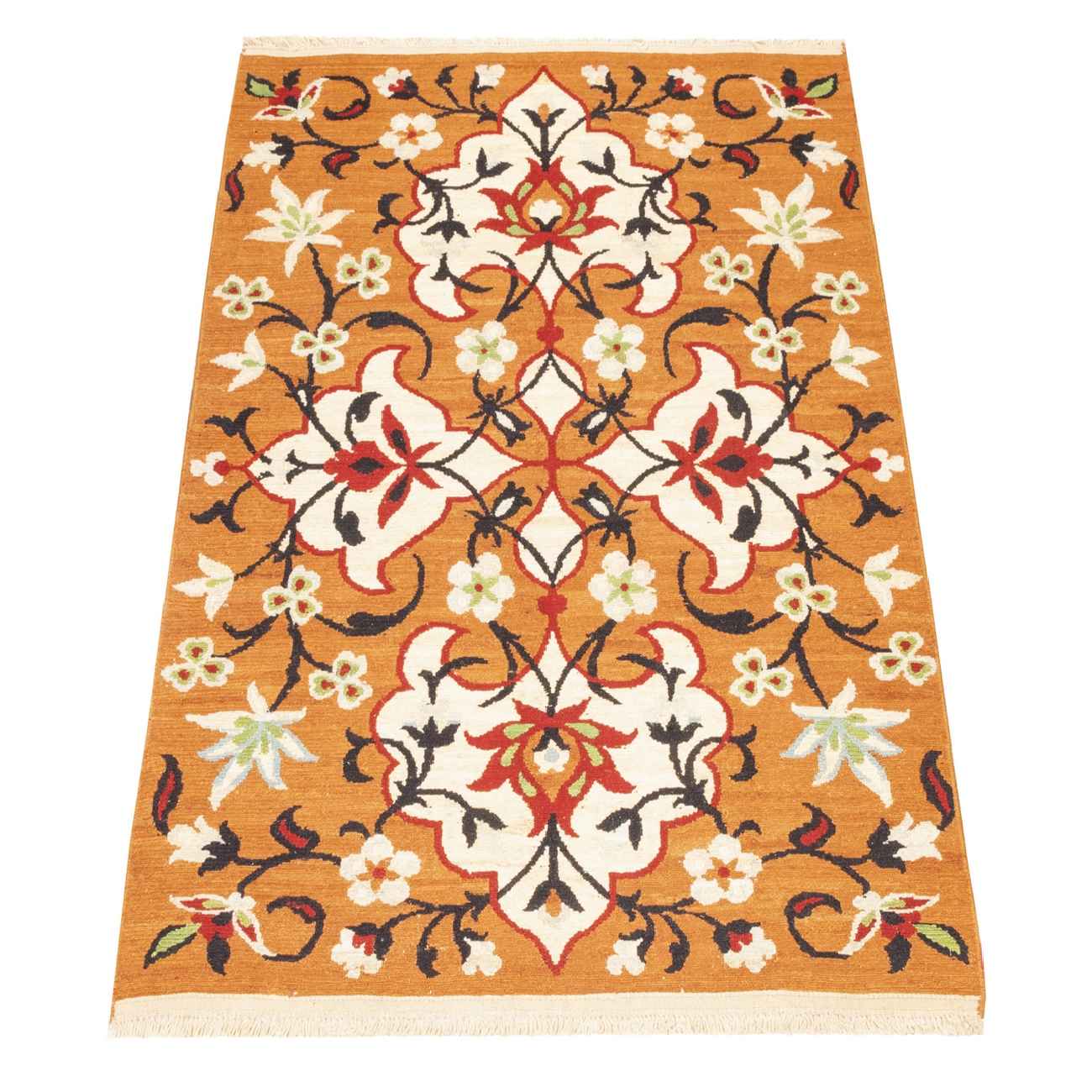 Artisanal persischer Woll Kelim Teppich handgewebt geometrisch