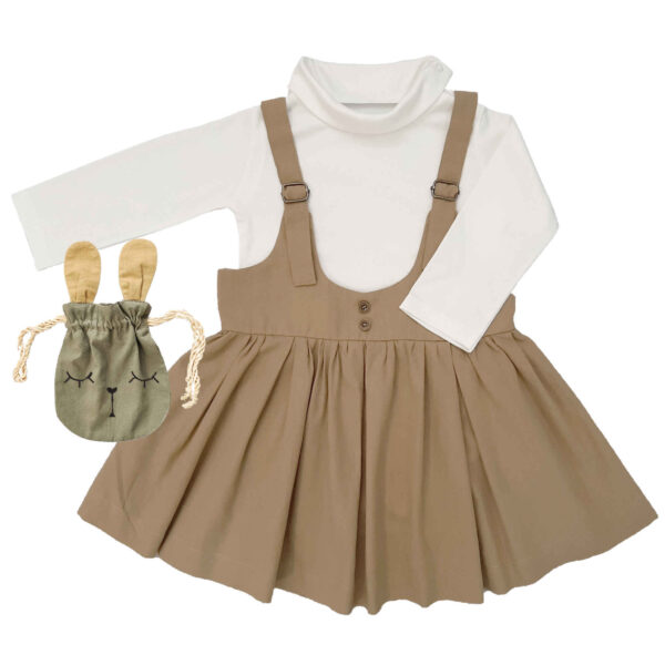 Mädchen Latzkleid Overall Set mit Mini Kaninchen Design Tasche
