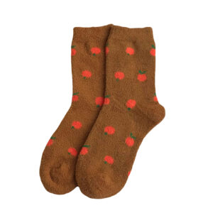 Boucle-Socken für Damen mit Kirschdesign