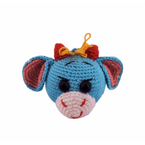 Handgemachter Häkel-Schlüsselanhänger - Kuhkopf Form