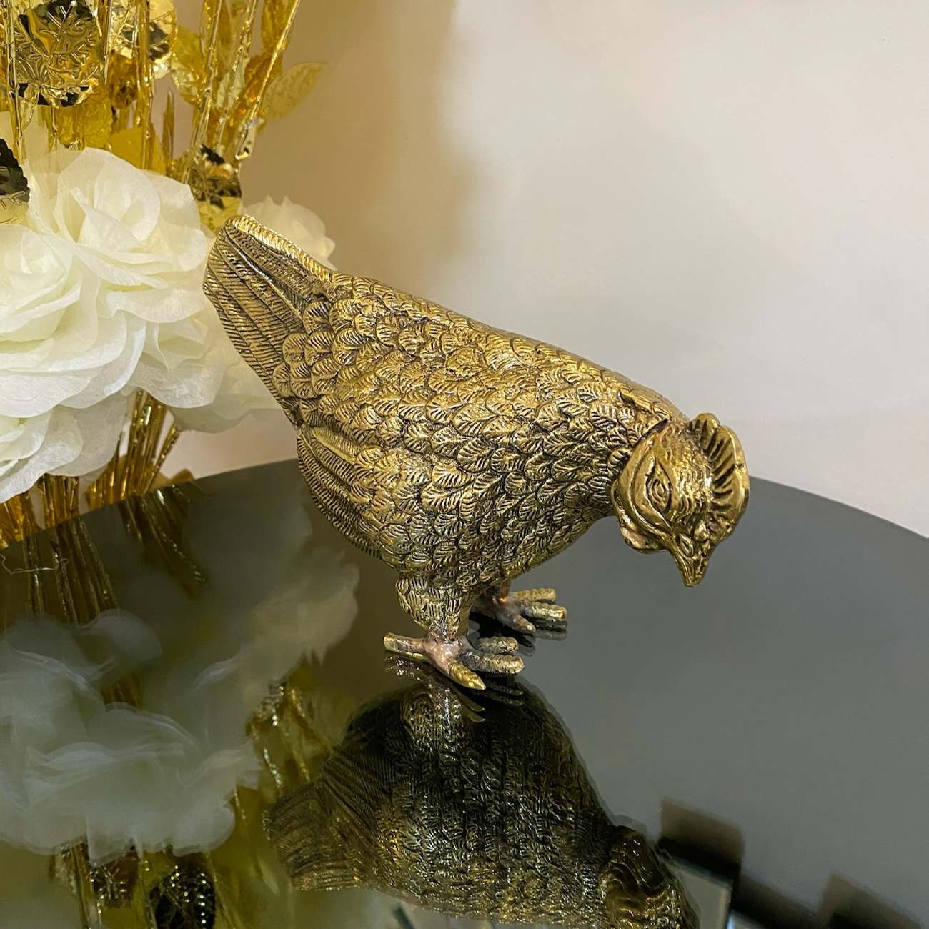 Dekorative Messing Huhn Figur – Bauernhof Tier-Skulptur