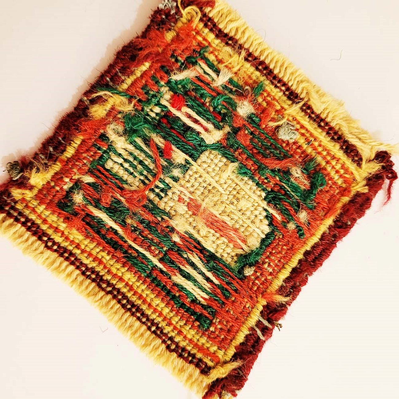Handgewebter persischer Kilim-Untersetzer mit Vogel-Design