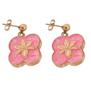 Goldplattierte Tropf-Ohrringe mit floralen Design für Frauen