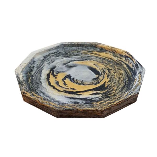 Handgefertigtes Serviertablett aus Beton, achteckig, langlebig für Wohndekor