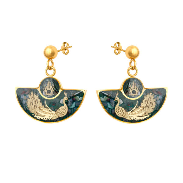 Goldplattierte Tropf-Ohrringe handgefertigt mit Traumfänger und Achat