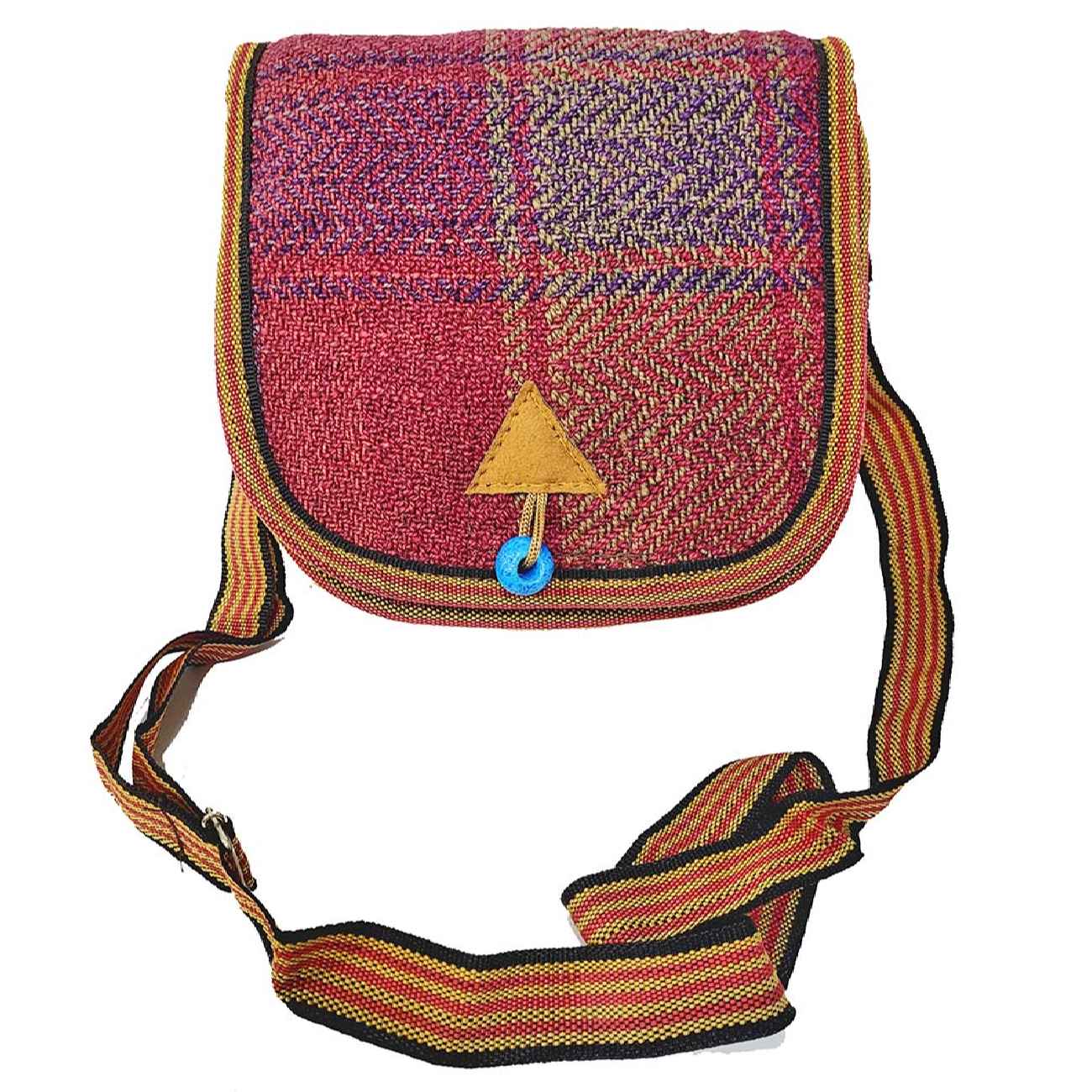 Handgefertigte persische Jajim-Schultertasche in Rosa