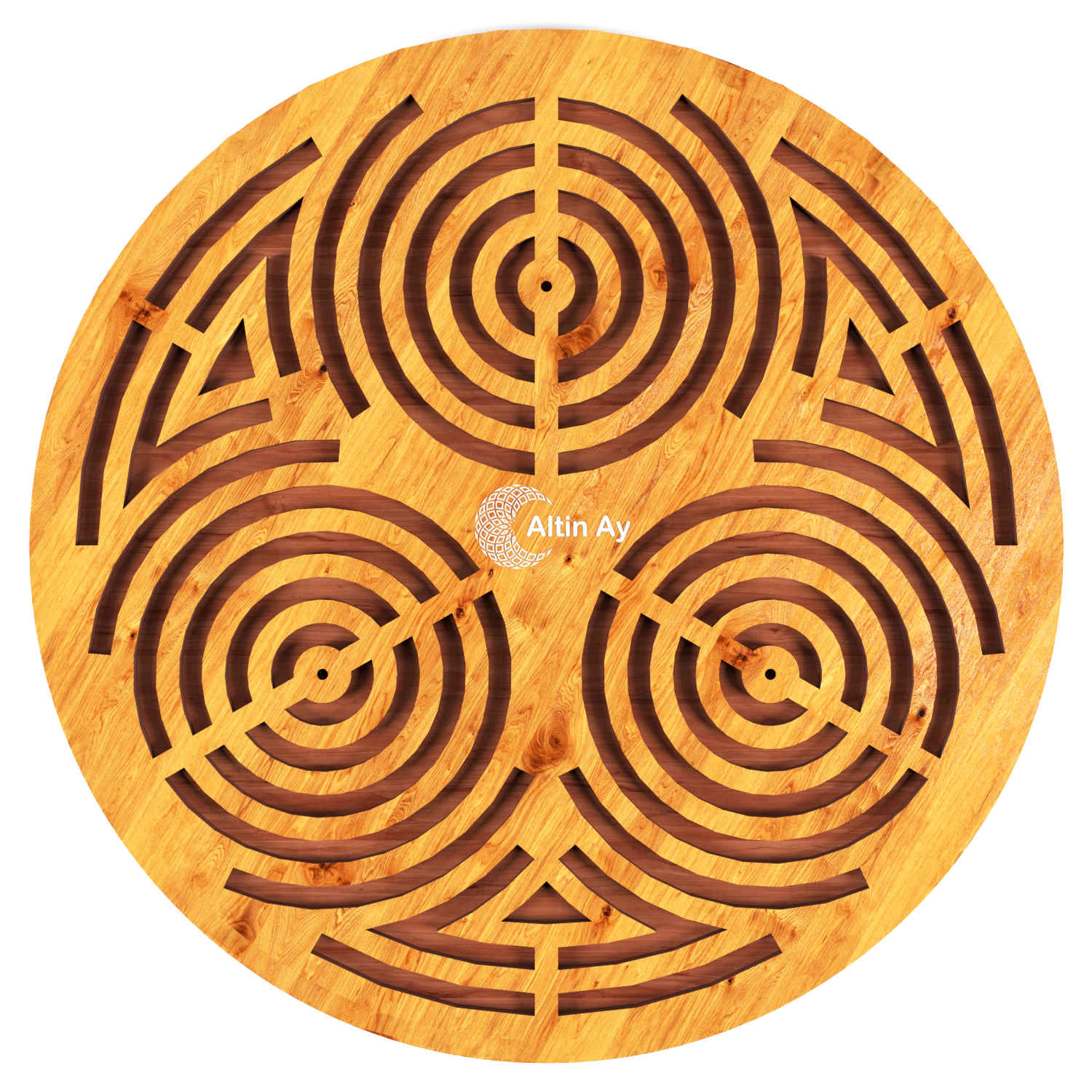 Handgefertigter Holzuntersetzer im Labyrinth-Design zum Schutz des Tisches