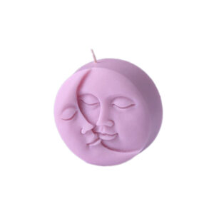Fantasie handgefertigte Skulpturkerze mit Mond- und Sonnendesign