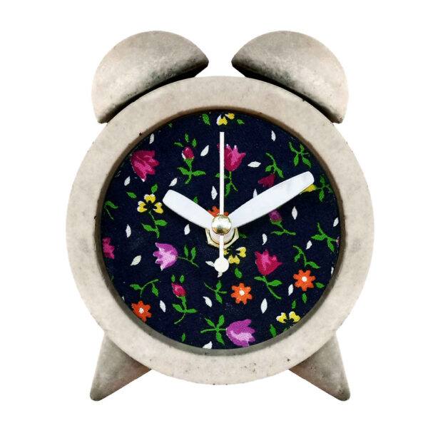 Handgefertigte Beton-Zwilling-Glocken-Uhr mit Stoff