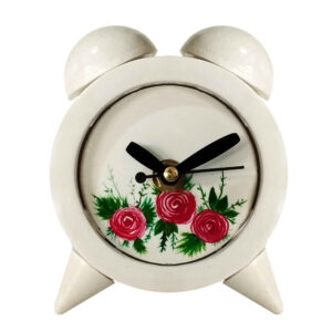 Handgefertigte Beton-Zwilling-Glocken-Uhr mit Floral Design
