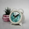 Handgefertigte Beton-Zwilling-Glocken-Uhr mit Marmor-Design