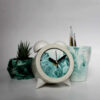 Handgefertigte Beton-Zwilling-Glocken-Uhr mit Marmor-Design