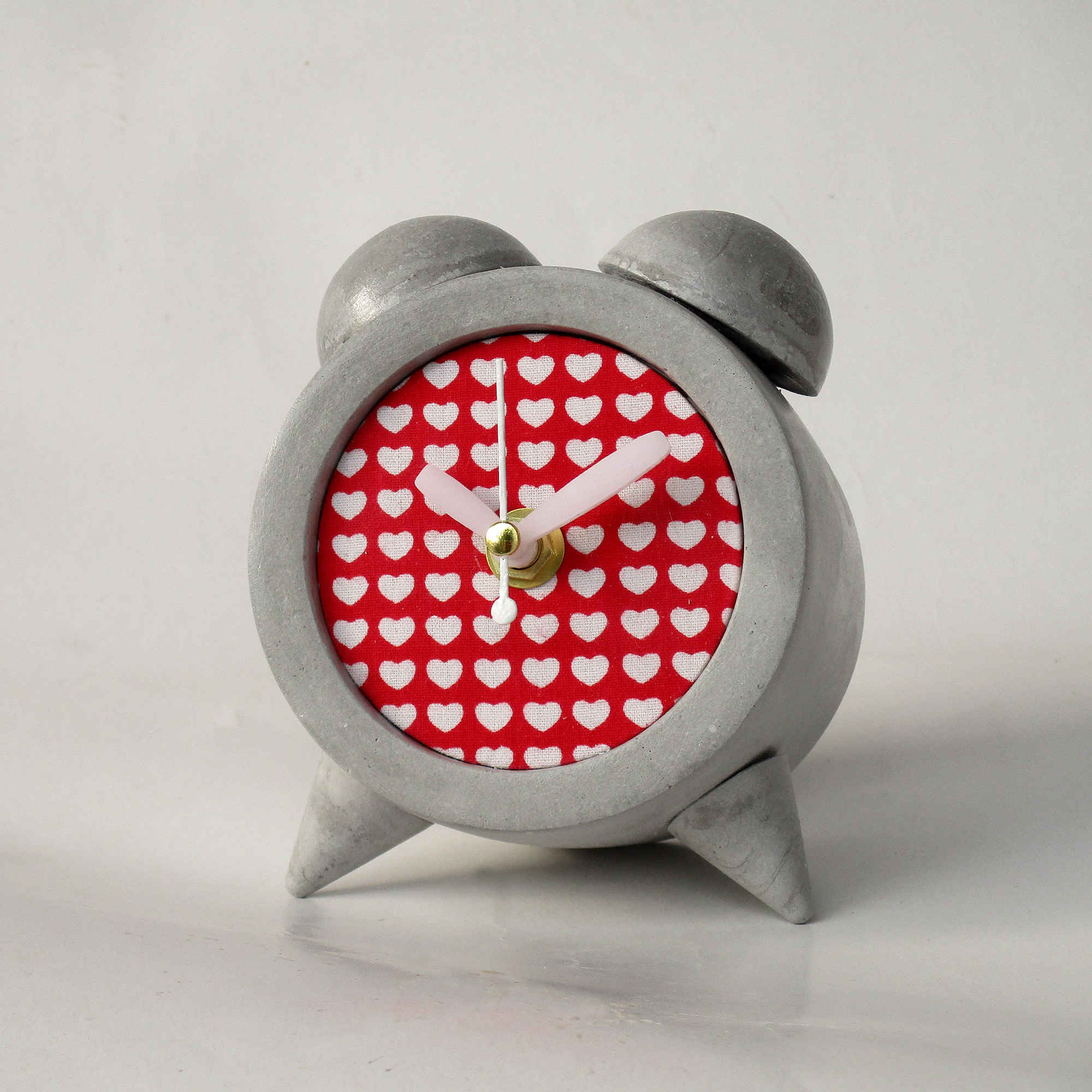 Handgefertigte Beton-Zwilling-Glocken-Uhr für Heimdekoration