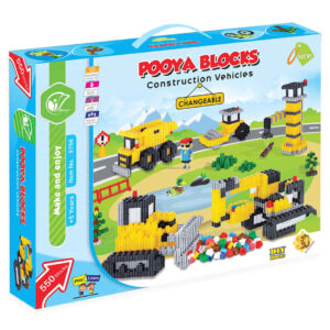 Pooya Bausteine: Baufahrzeuge-Spielset – 550 Teile ab 5 Jahren