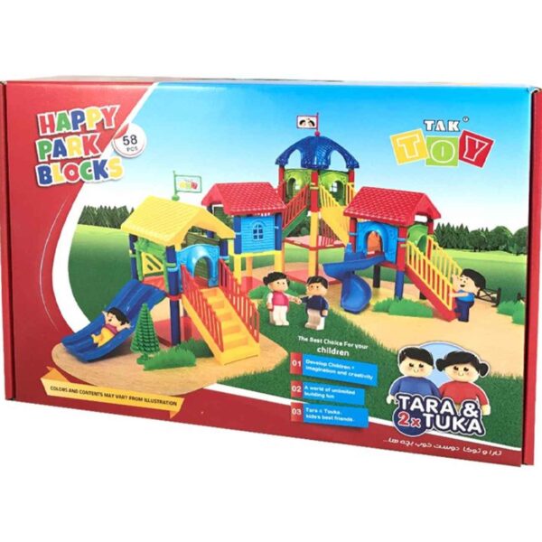 Tak Toy: Glücklicher Park Bausteine – Lustiges Spielset, 58 Teile