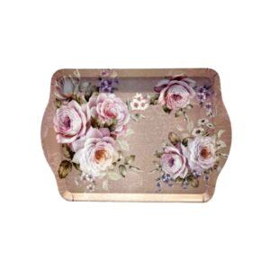 Melamin-Serviertablett, leicht, mit Blumendesign Lachs