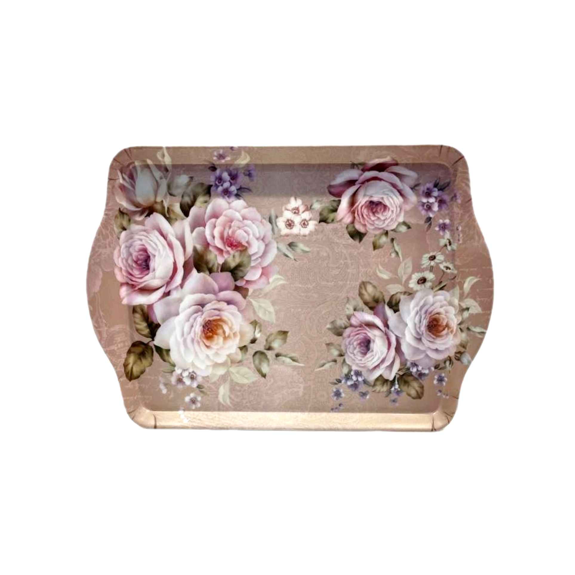 Melamin-Serviertablett, leicht, mit Blumendesign Lachs