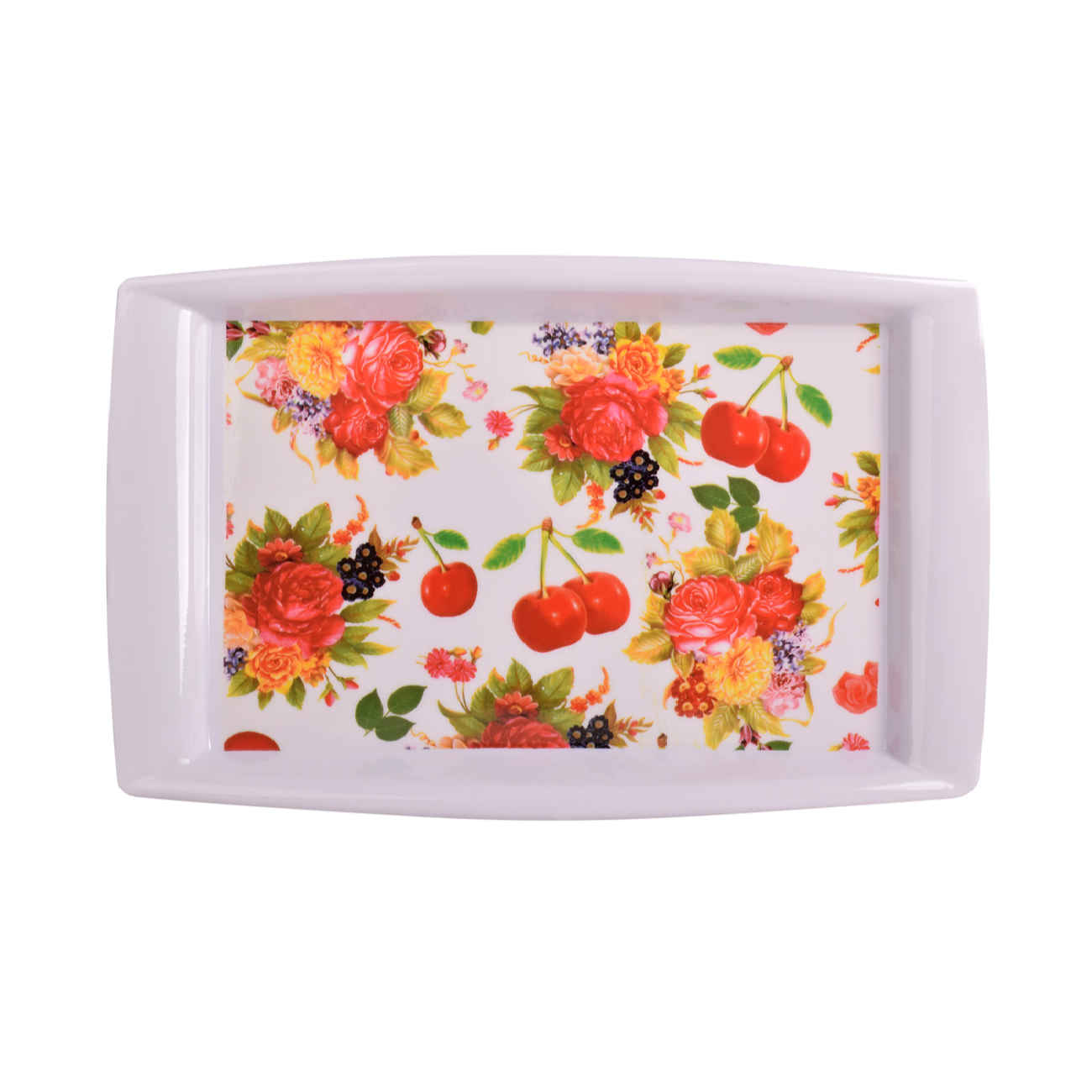 Melamin-Serviertablett mit Kirsch- und Blumendesign