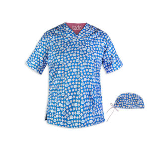 Herren-Blaues Zahnmedizinisches Scrub-Oberteil & Mütze Set – Professionell & Praktisch