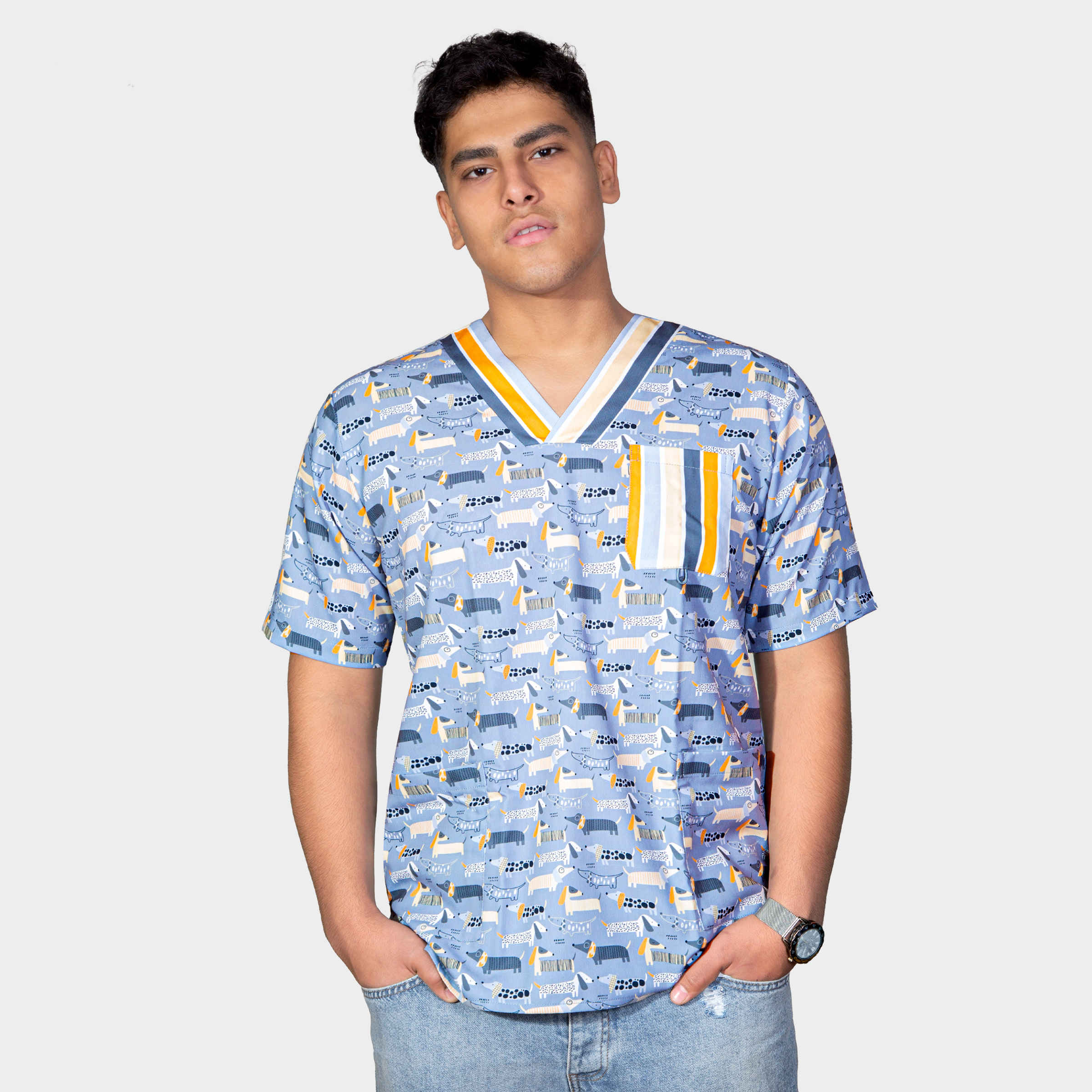 Herren-Veterinär-Scrub-Oberteil für Klinik & Krankenhaus – Zuverlässig & Professionell