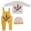 Neugeborenen Outfit Set von 3 mit Einhorn Design Gelb