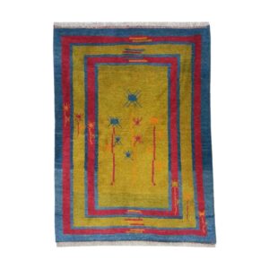Original echter persischer Gabbeh-Wollteppich handgewebt gelb