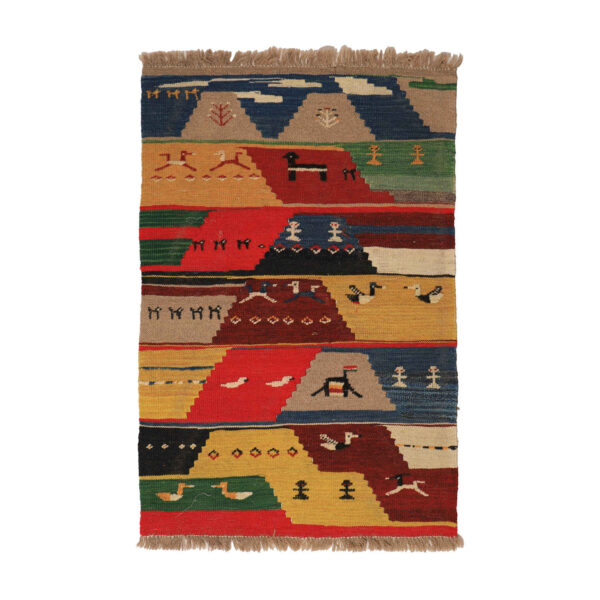 Kunsthandwerklicher echter persischer Gabbeh-Wollteppich handgewebt gestreift