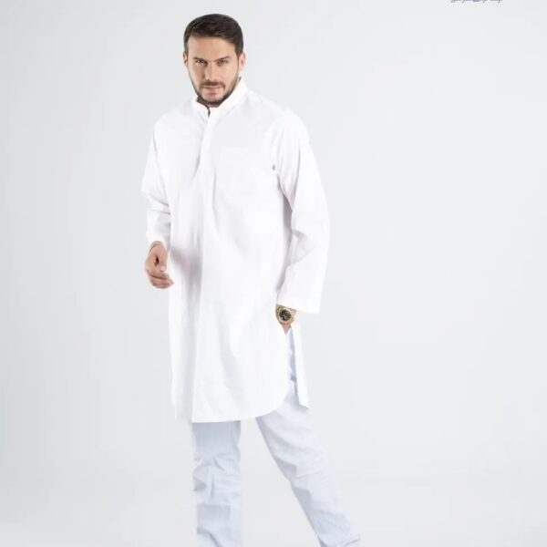 Weißer pakistanischer Kurta für Herren – traditionelles langes Hemd