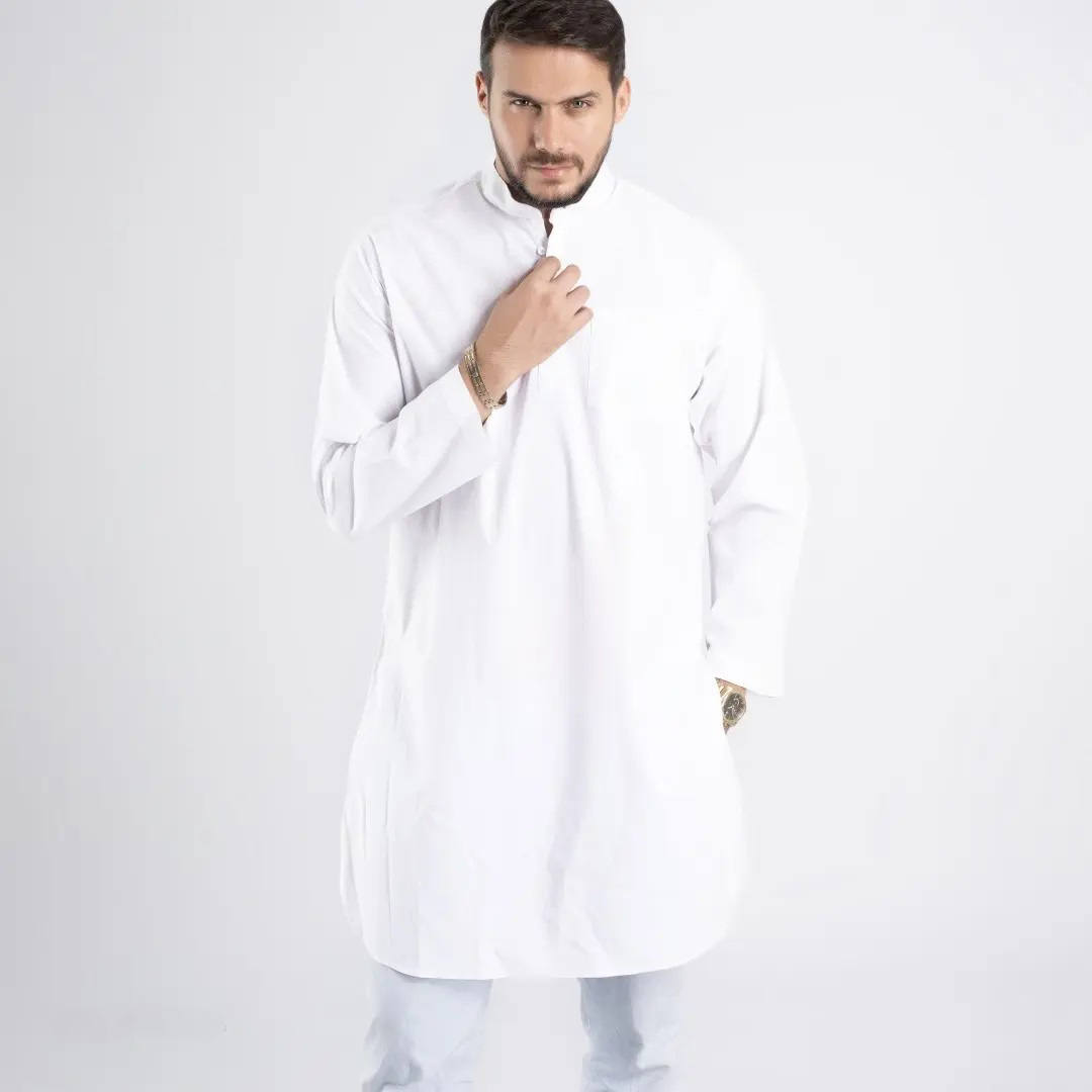 Weißer pakistanischer Kurta für Herren – traditionelles langes Hemd