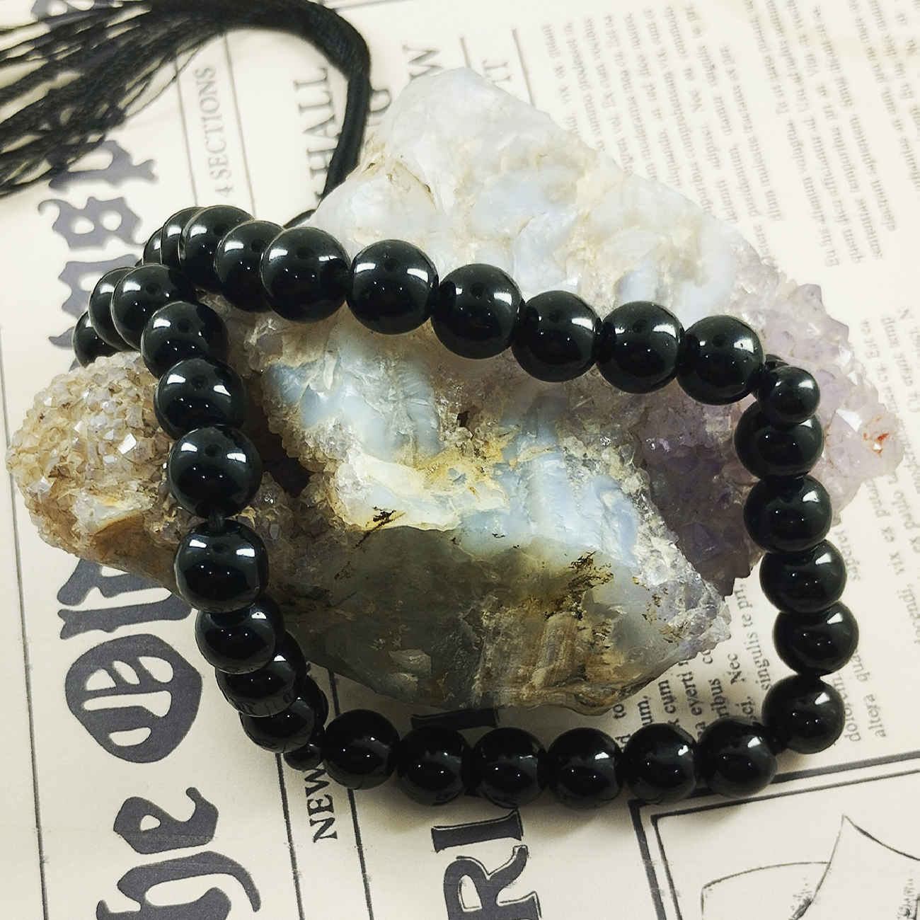 Islamischer Achat Rosenkranz mit 33 Gebetsperlen Tasbih schwarz gefertigt