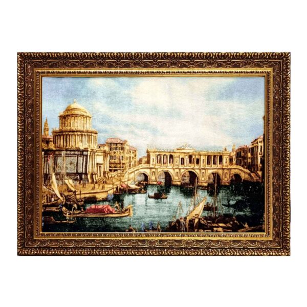 Handgeknüpfter persischer Bildteppich aus Tabriz, der Venedig darstellt