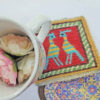 Handgewebter persischer Kilim-Untersetzer mit Wiedehopf-Design