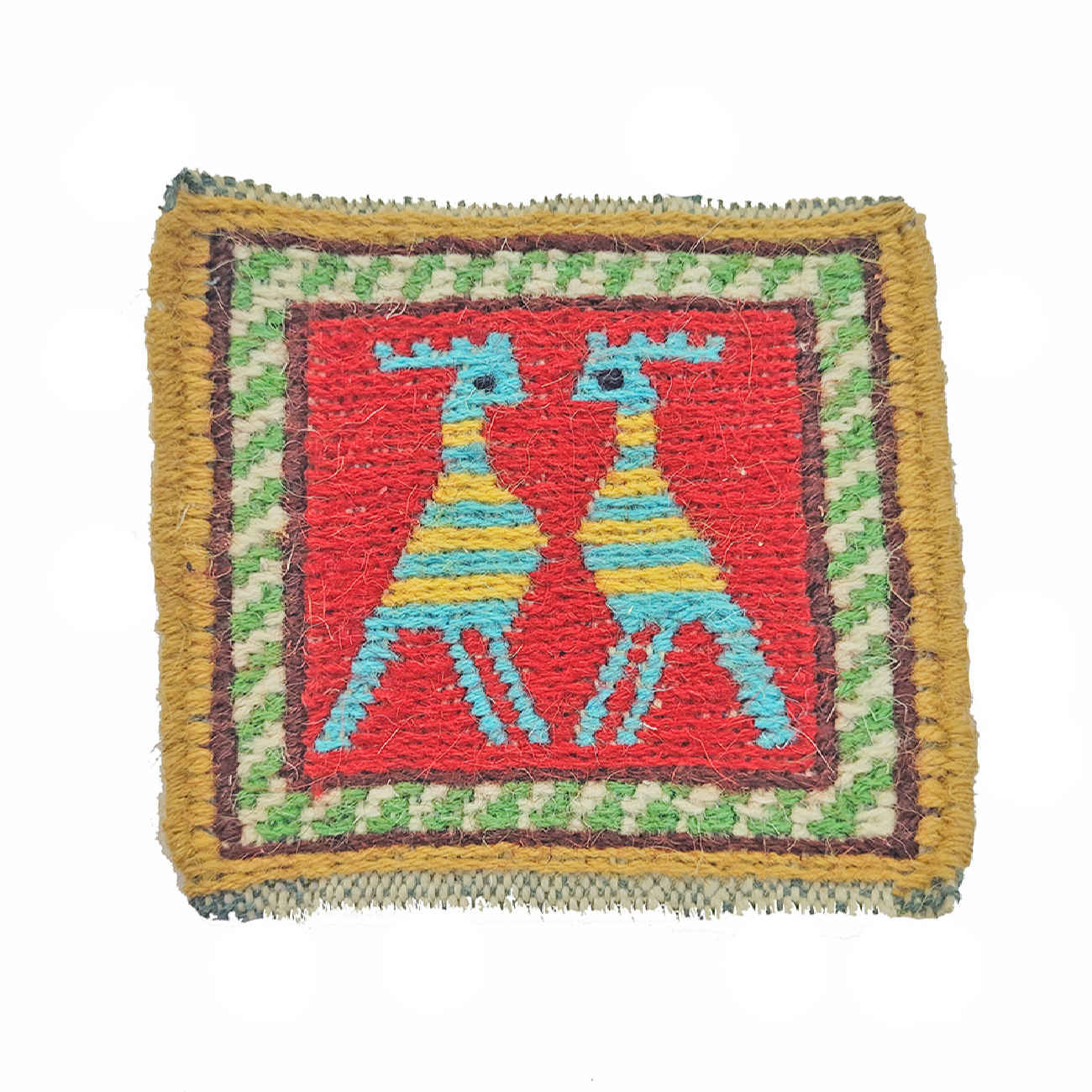 Handgewebter persischer Kilim-Untersetzer mit Wiedehopf-Design