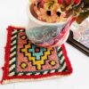 Handgewebter persischer Kilim-Untersetzer mit Diamant-Gelb