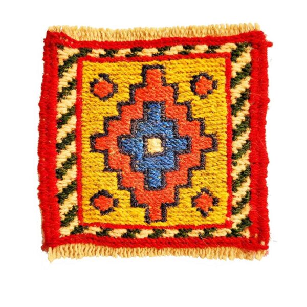 Handgewebter persischer Kilim-Untersetzer mit Diamant-Gelb