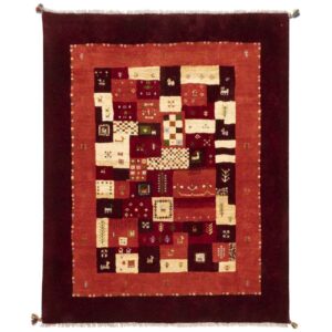 Original persischer Gabbeh-Wollteppich handgewebt in Fars braun floral