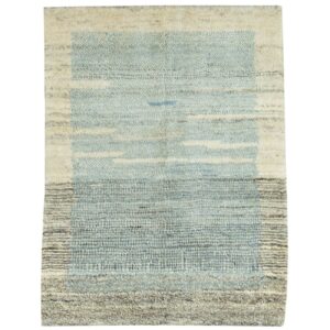 Original persischer Gabbeh-Wollteppich handgewebt in Fars mit Rand rosa