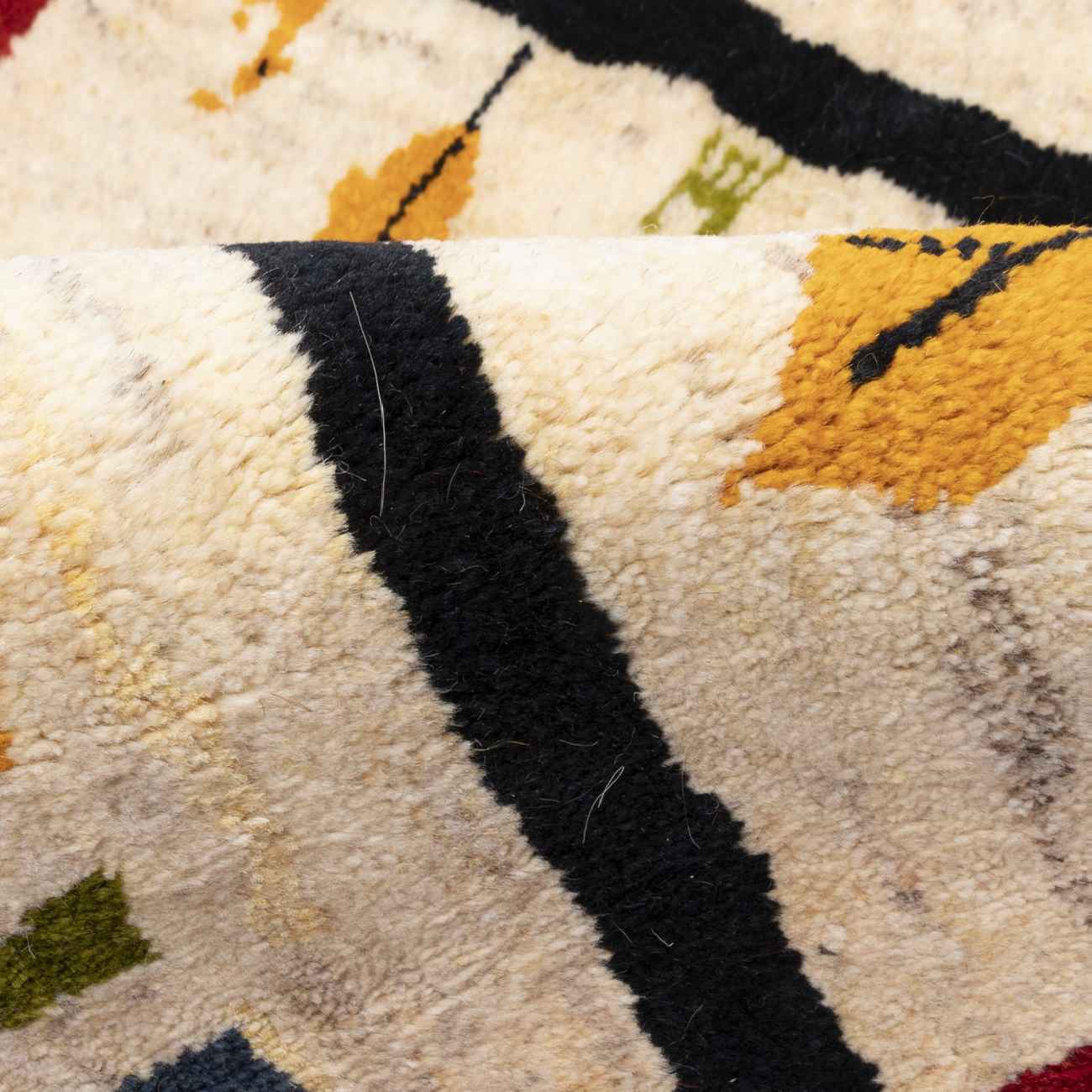 Echter persischer Gabbeh-Wollteppich handgewebt in Fars geometrisch schwarz