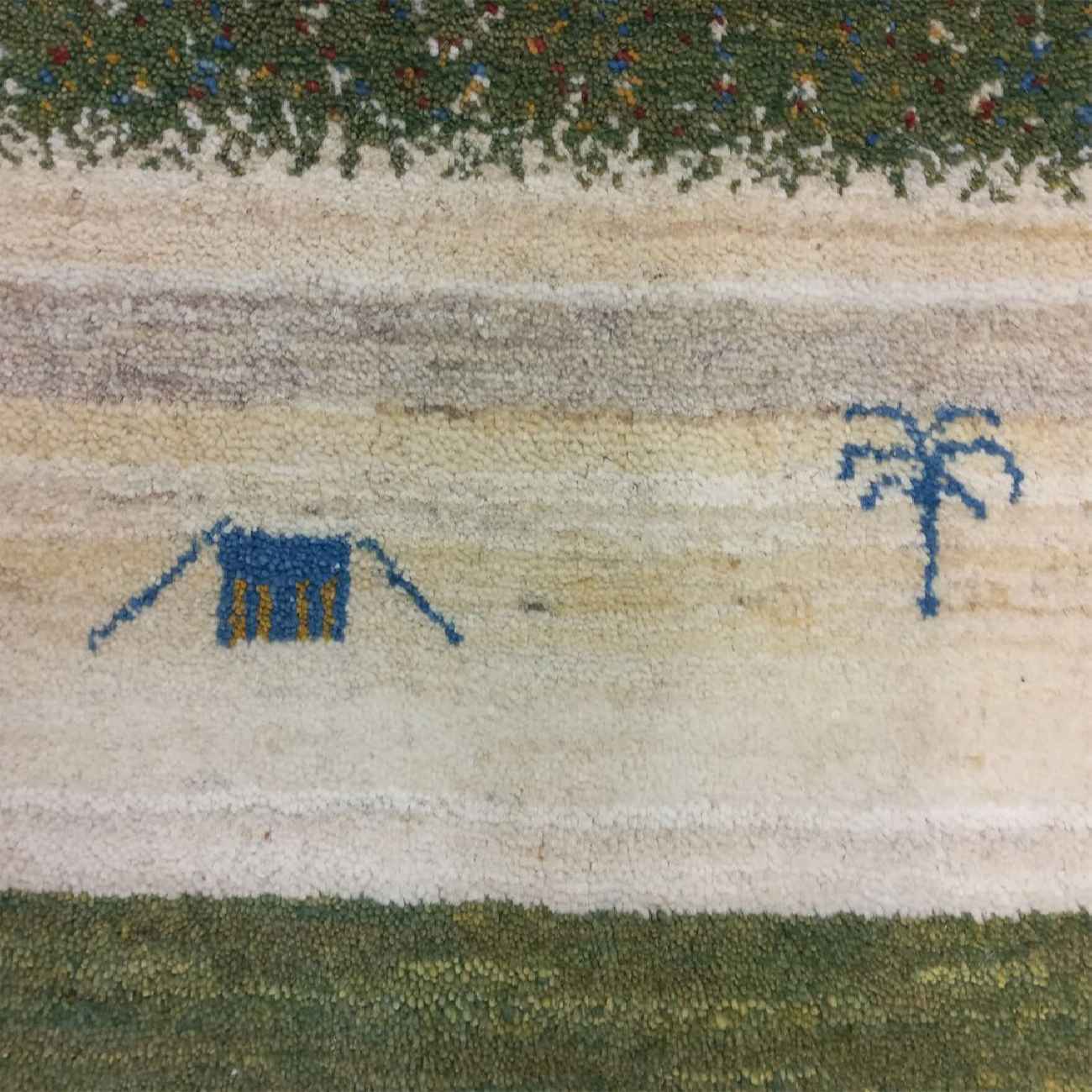 Echter persischer Gabbeh-Wollteppich handgewebt in Fars mit Rand grau