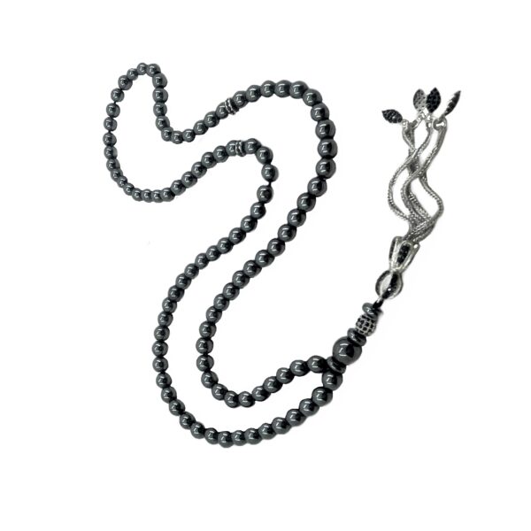 Islamischer Hämatit Rosenkranz mit 101 Gebetsperlen Tasbih gefertigt