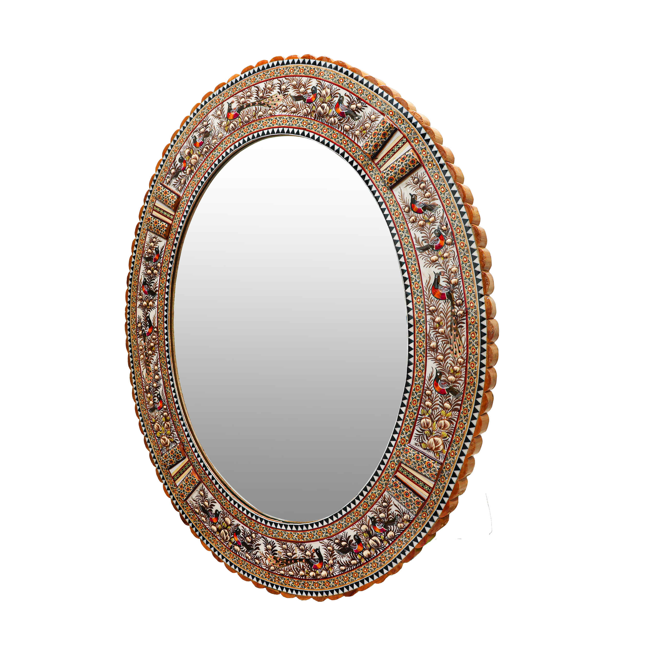 Persischer Holzspiegelrahmen – Khatamkari geprägtes Design