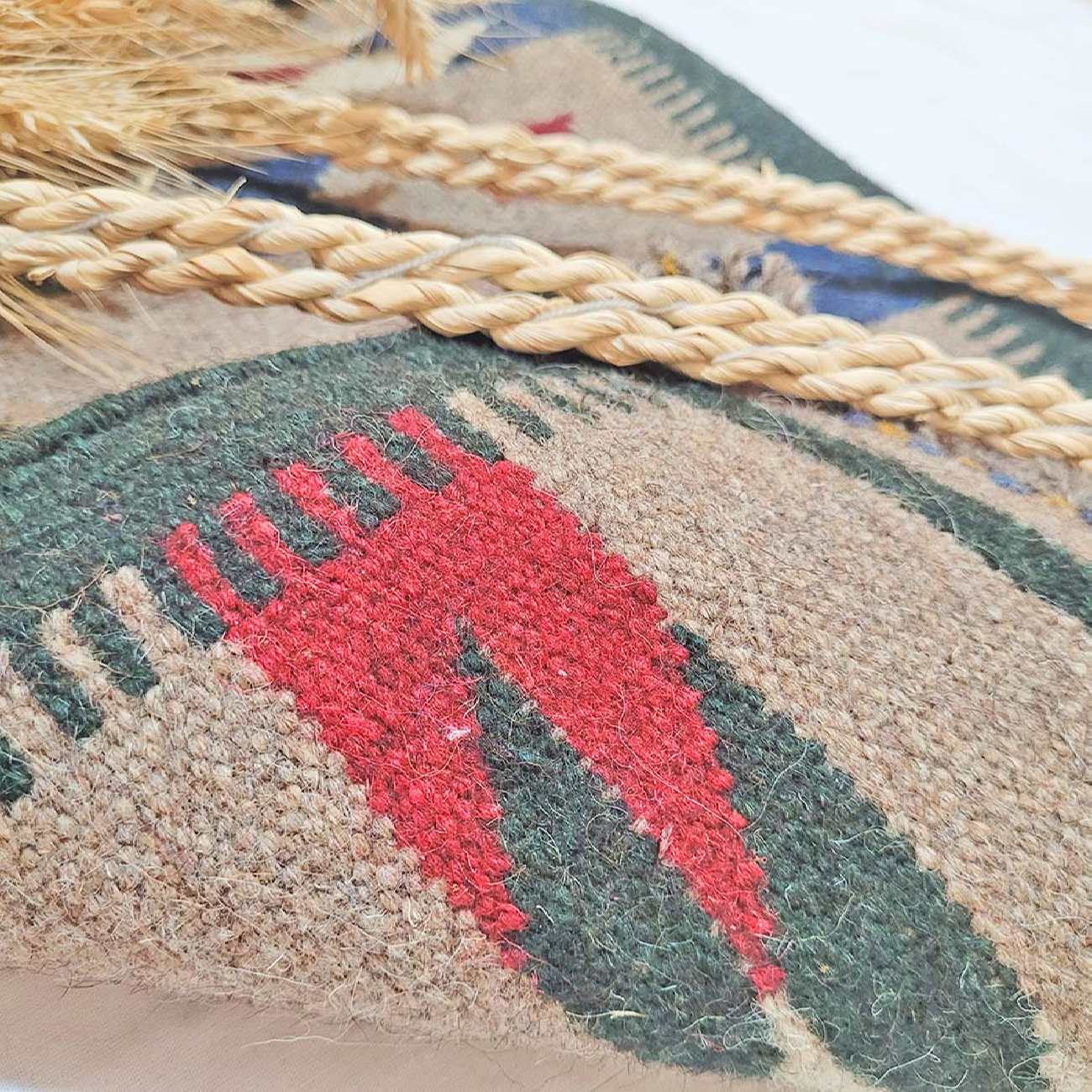 Authentischer persischer Woll Kelim Teppich handgewebt in Shiraz Qashqai cremefarben