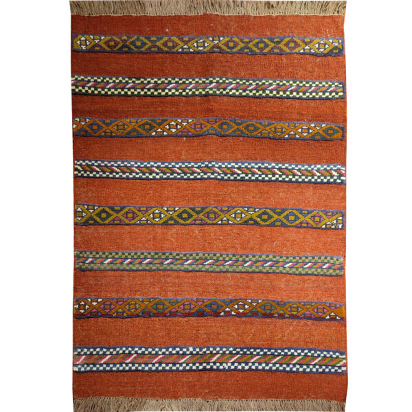 Authentischer persischer Woll Kelim Teppich handgewebt in Fars geometrisch