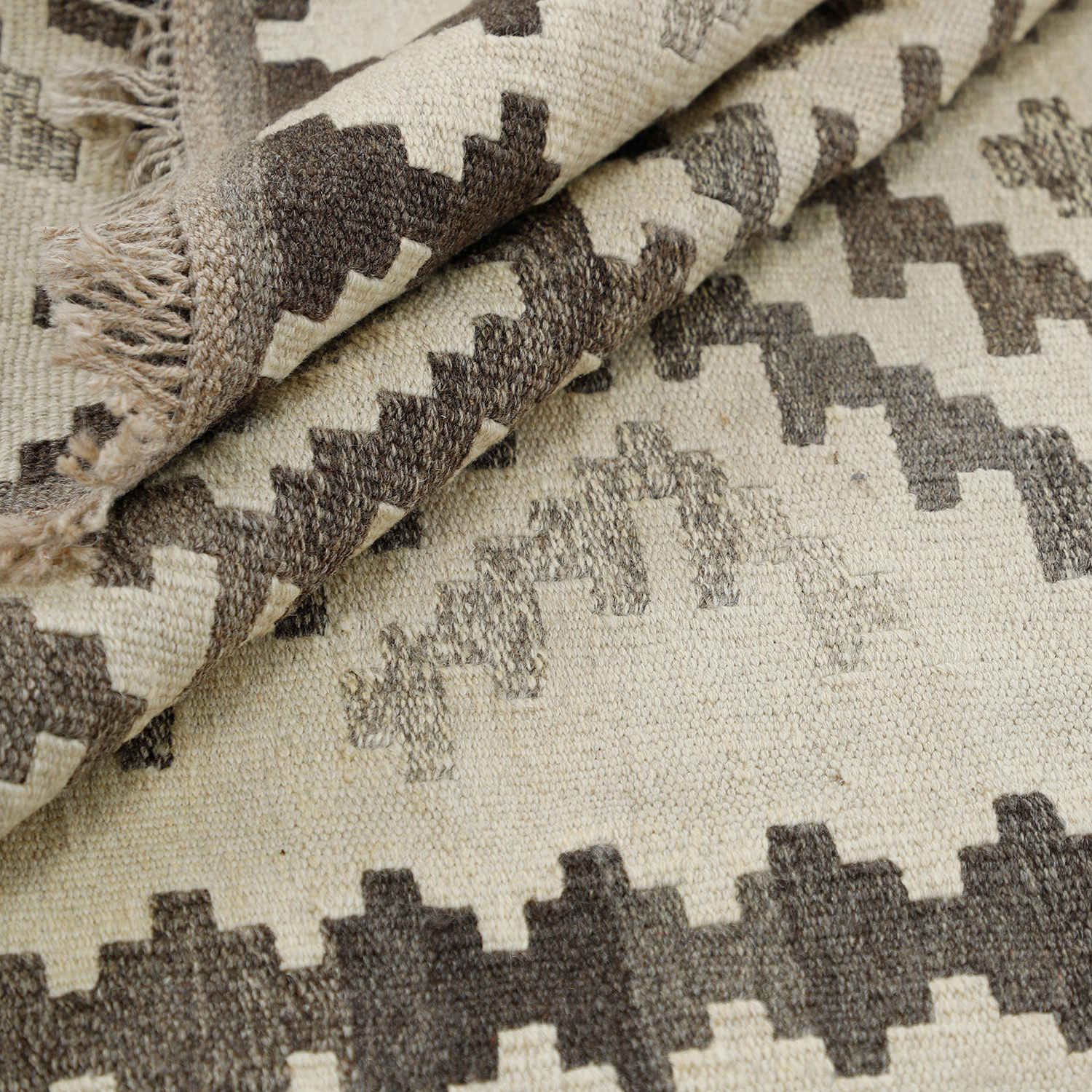 Authentischer persischer Woll Kelim Teppich handgewebt in Kerman floral orange