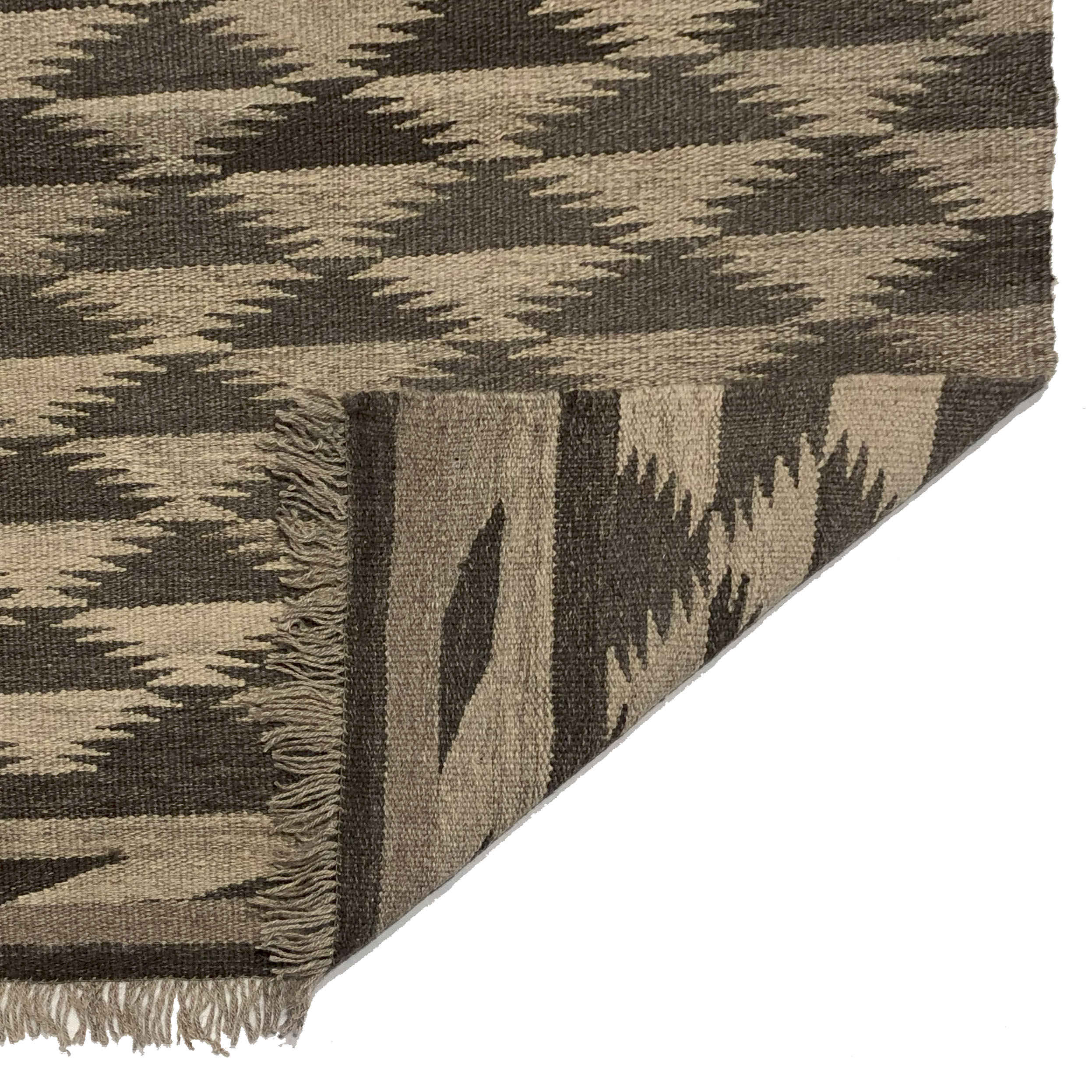 Persischer Woll Kelim Teppich handgewebt in Fars kariert braun