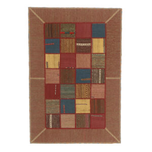 Persischer Patchwork-Kilim-Teppich handgewebt ziegelrot
